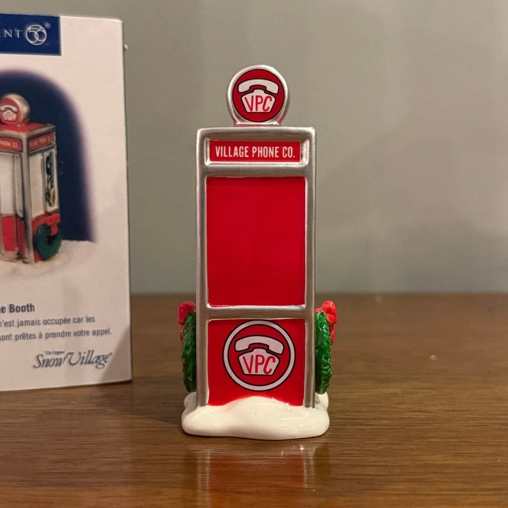 Department 56 Village Phone Booth Snow Village Accessory in Box Dept 56